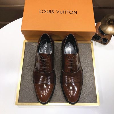 LV Brown calfskin Leather Shoes-LV Man Business Leather Shoes